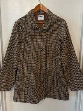 Old Navy. Soft-Brushed Houndstooth Plaid Button-Front Car Coat for Women. XL